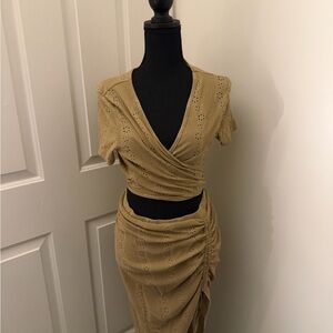 Elegant Tan Women's Skirt Set